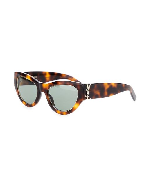 Saint Laurent Brown Sunglasses With Thick Frame And Tortoiseshell Print