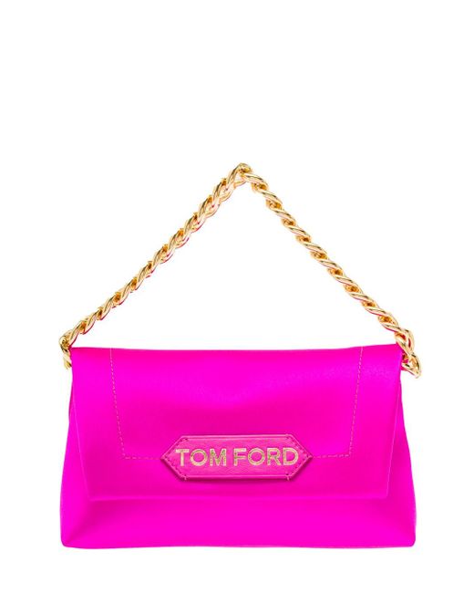 Tom Ford Viscose And Silk Pink Clutch Bag With Logo