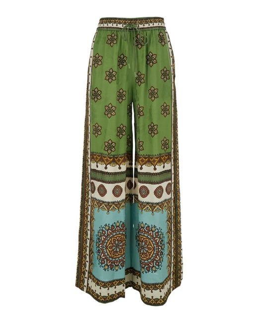 ALÉMAIS Green 'Contina' Pants With Elastic Waist And Drawstring A