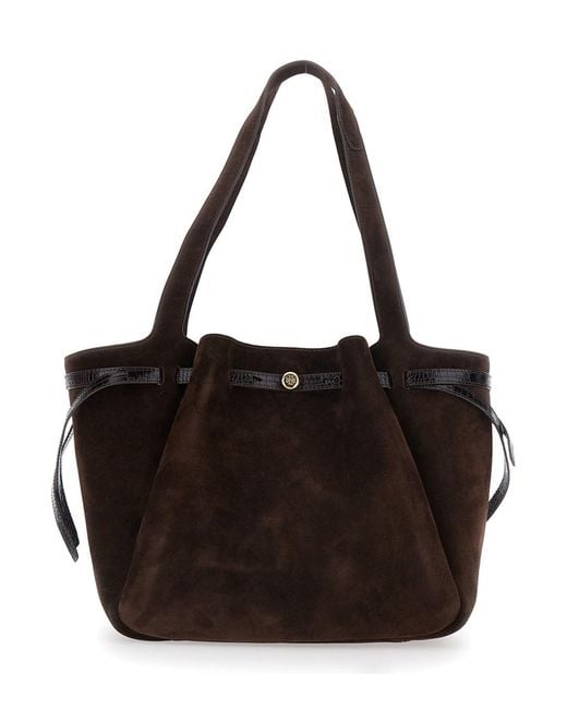 Tory Burch Black Shoulder Bag 'Romy' With Suede Details For