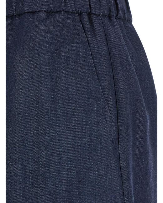 Le Plain Blue Shorts With Elastic Drawstring Waist