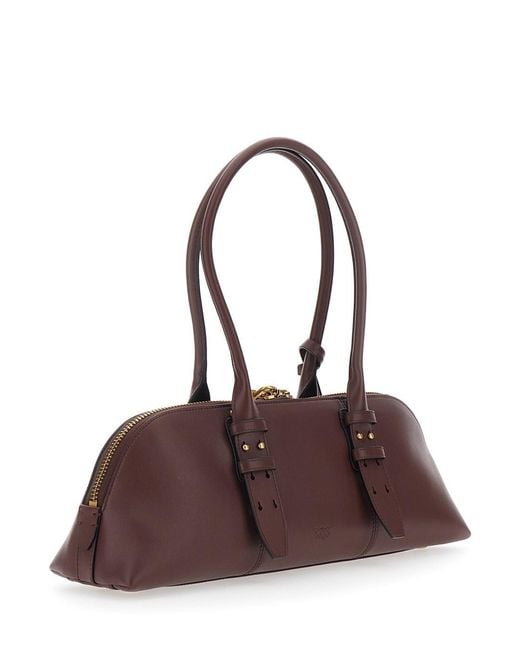 Pinko Purple 'Bowling Horizontal Large' Shoulder Bag With Adjustable An