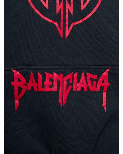 Balenciaga Blue Hoodie With Maxi Logo Print On Front And Rear for men