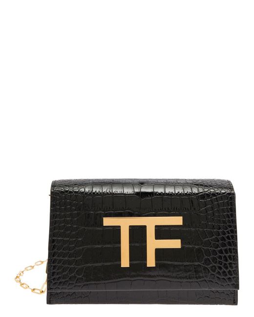 Tom Ford Black Shoulder Bag With Tf Logo Detail
