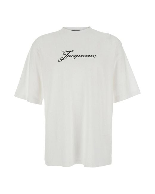 Jacquemus White 'Le T-Shirt Crew Neck T-Shirt With Logo Lettering On The Front for men