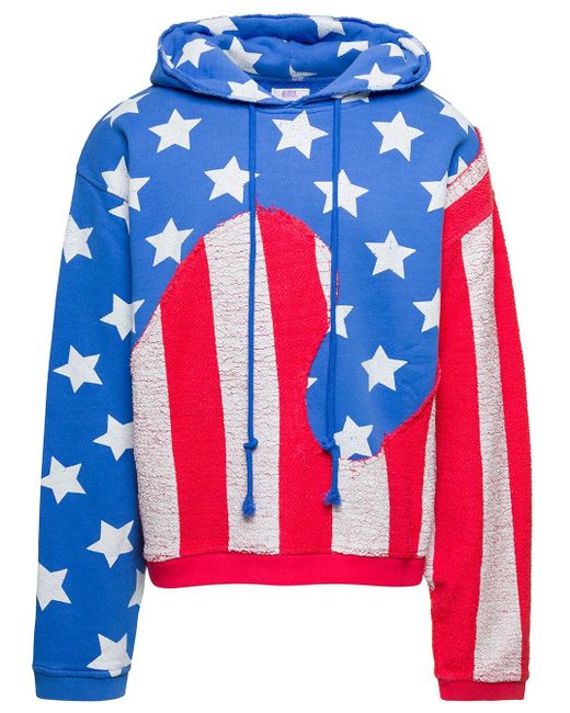 ERL Red Star And Stripe Swirl Hoodie Knit for men