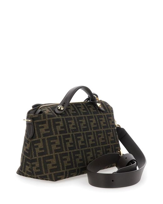 Fendi Black 'By The Way Medium' Handbags With All-Over Ff Pattern And