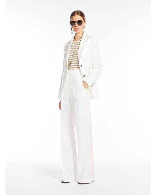 Pantaloni 'Aversa' Con Dettagli Plissettati E Logo Sul Retro di Max Mara in White