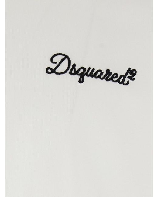 DSquared² White T-Shirt With Embroidered Logo On The Chest for men