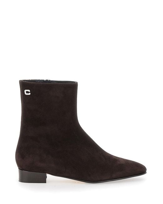 CAREL PARIS Black 'Aiglon' Boots With Logo Embroidery On The Side And Zip Cl