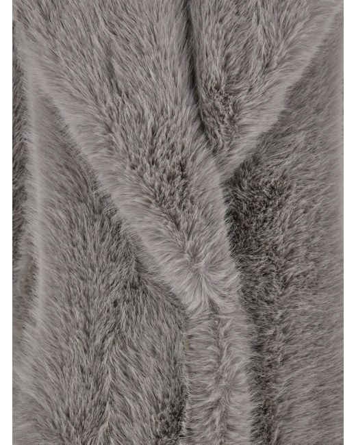 Sportmax Gray 'Manico' Faux-Fur Coat With Classic Lapels