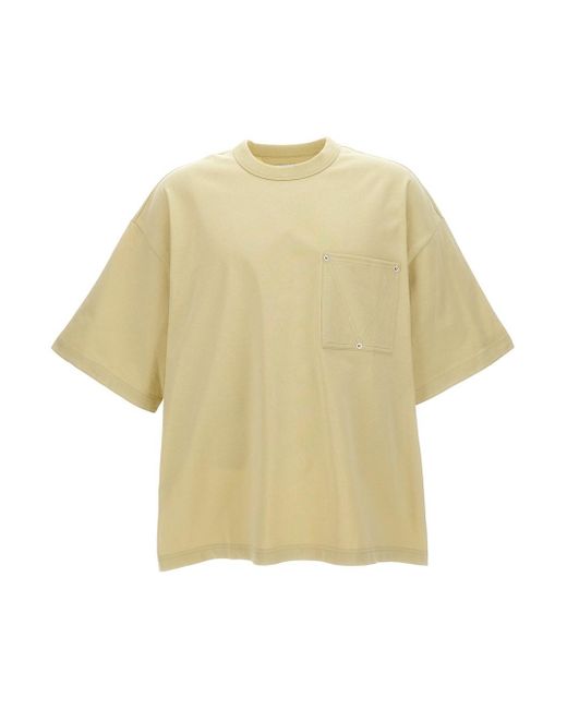 T-Shirt Girocollo A Maniche Corte di Bottega Veneta in White da Uomo