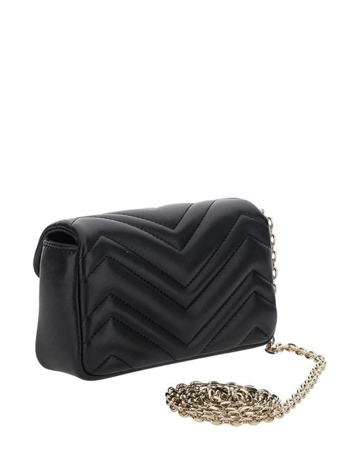 Gucci Black 'Ophidia' Mini Bag With Chain Strap And Gg Plate On Front