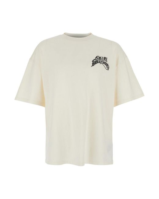 Amiri White T-Shirt With Printed Logo On The Front And Back for men