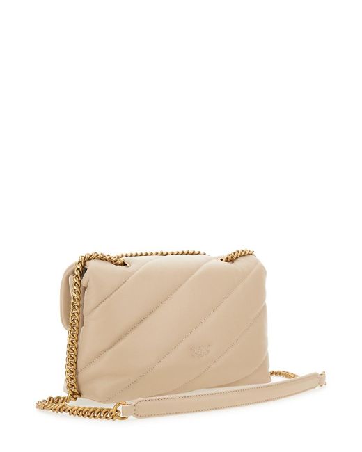 Borsa A Tracolla 'Love Classic Puff' Con Maxi Trapuntatura Obliq di Pinko in Natural