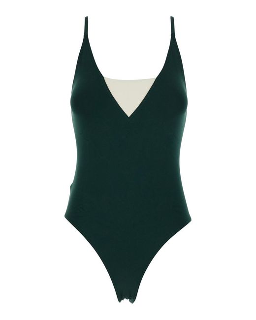Eres Green One-Piece Swimsuit Entrevue With Contrast Details And Thin Straps