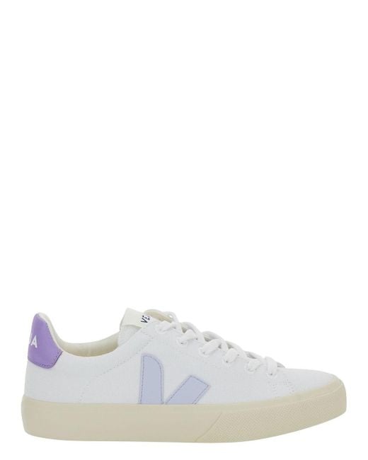 Veja White 'Campo' Low Top Sneakers With Logo