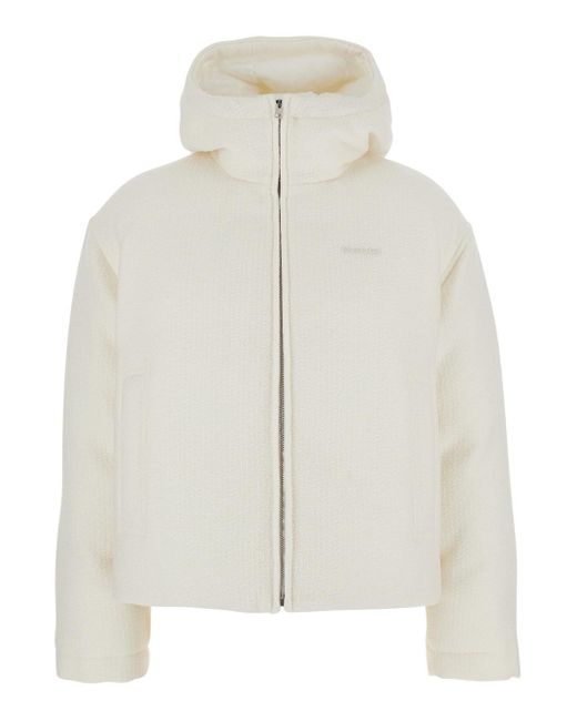Giubbotto Bomber Con Cappuccio Fisso E Logo Lettering Sul Fronte di Gucci in White