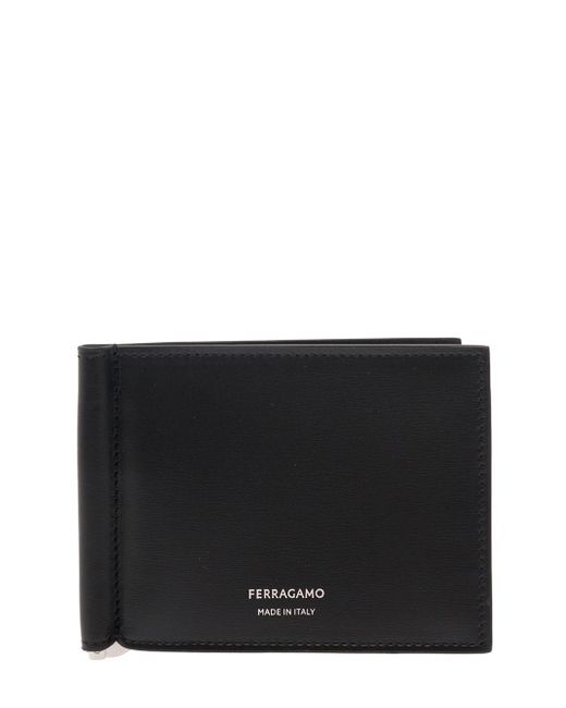 Ferragamo Black Bifold Wallet With Logo Lettering for men
