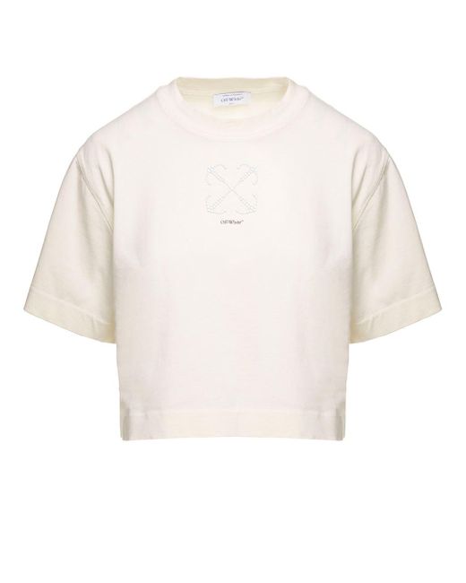 Off-White c/o Virgil Abloh White Cotton Cropped T-shirt With Logo