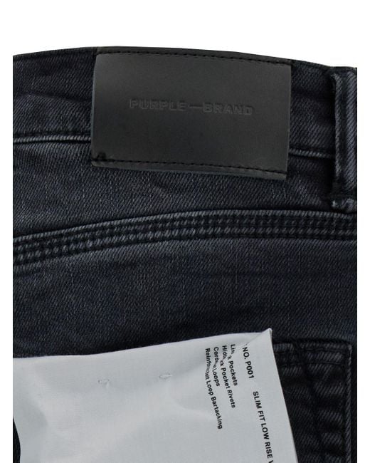 Purple Brand Blue Fitted Five-pocket Jeans In Crinkled Effect Denim for men