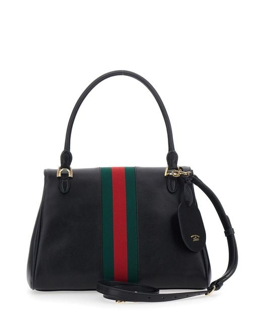 Gucci Black Handbag With Web Detail And Horsebit Plaque On The Front I