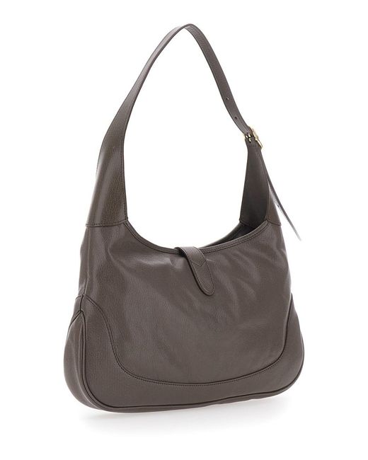 Gucci Brown 'Jackie 1961' Shoulder Bag With Clasp Closure And Adjustable Strap
