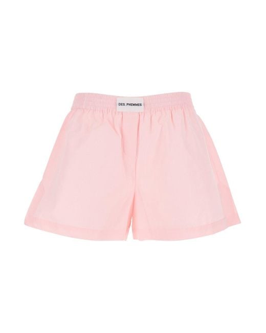 Des Phemmes Pink Shorts With Elastic Waist With Logo Patch