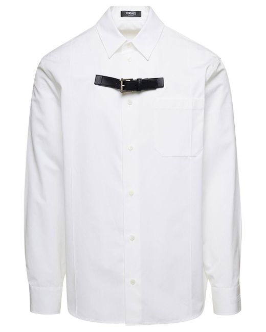 Versace White Camicia Buckle Look Sfilata for men