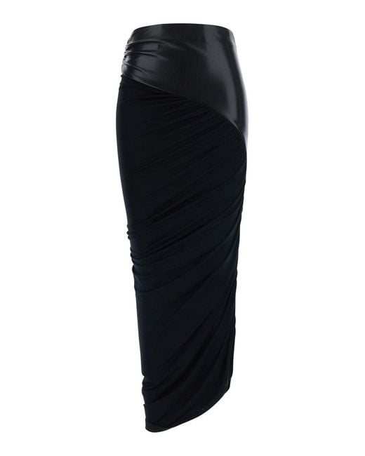 ANDAMANE Black Ursula Skirt With Ecoleather And Viscose Details Wo