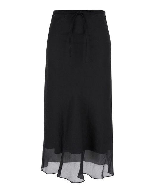DUNST Black Layered Satin Skirt