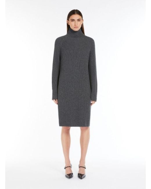 Max Mara Black Ribbed Long Dress