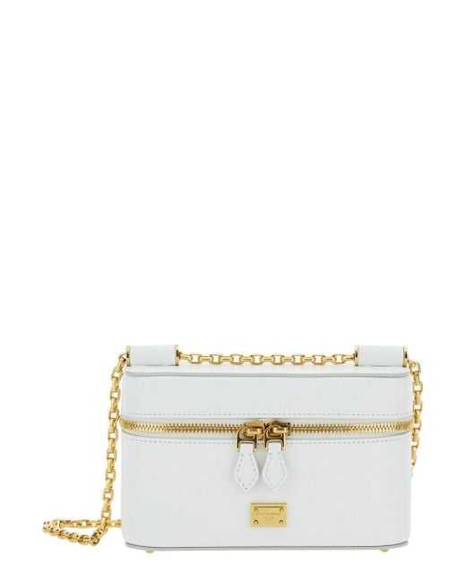 Borsa A Tracolla 'Sicily Cube' Con Placca Logo Sul Fro di Dolce & Gabbana in White