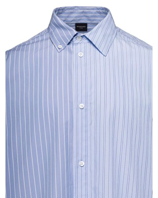Balenciaga Blue Oversized Light Striped Shirt for men
