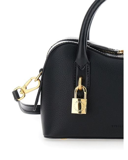 Stella McCartney Black 'Ryder' Small Handbag With Two Top Handles And Front Padlock Detail With Logo