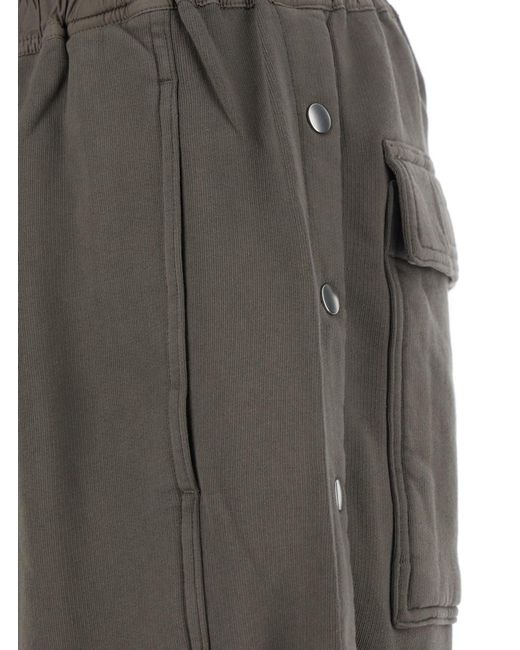 Rick Owens Gray Shorts With Elasticated Waist And Side Buttons for men