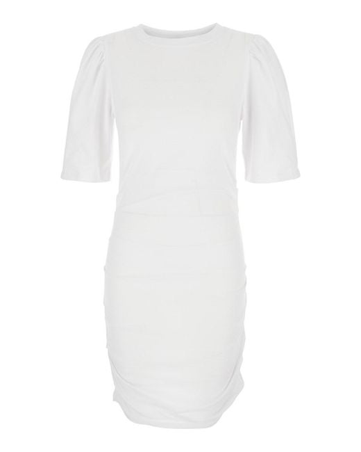 Isabel Marant White 'Mylda' Crew Neck Dress With Pleated Details