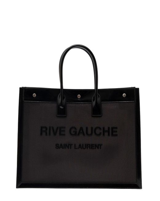 Saint Laurent Black Tote Bag With Tonal Rive Gauche Logo