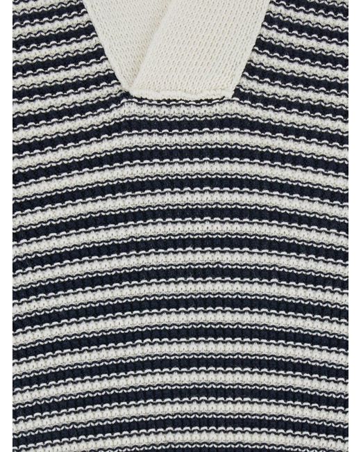 Kangra Blue Polo Shirt With Wide Collar And V-Neck With All-Over for men