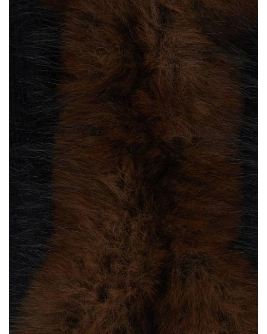 Self-Portrait Black Faux Fur Cardigan With Collar And Long Sleeves