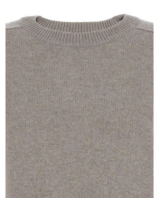 Maglione 'Boyfriend' Girocollo Con Spalle Scese di Soft Goat in Gray