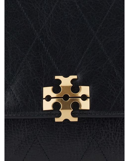 Tory Burch Blue Crossbody Bag Charlie Quilted Leather
