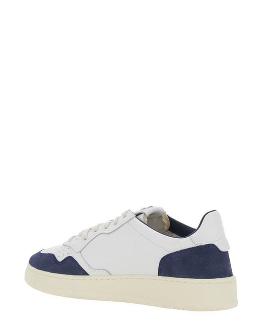Autry White 'Medalist' Low Top Sneaker With Logo Patch On Side And Tong for men
