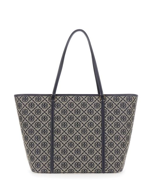 Tory Burch Gray Tote Bag T Monogram Zip
