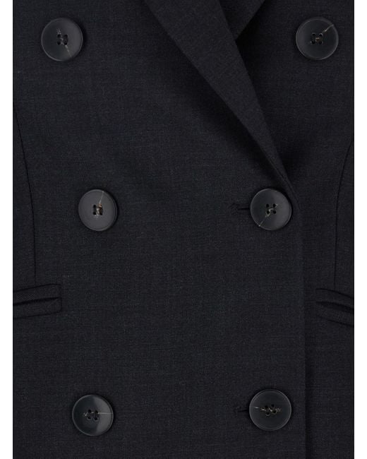 ..,merci Black Double-Breasted Jacket With Peak Revers