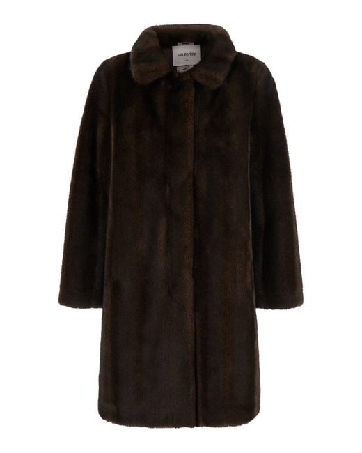 VALENTINI 1972 Black Eco Vintage Mink Shearling With High Collar And Front Z