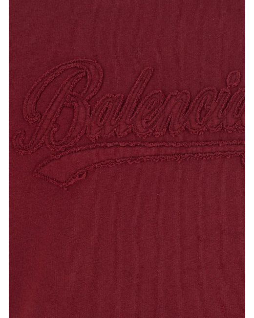 Balenciaga Red Hoodie With Drawstring Hood And Logo Lettering On The Front for men