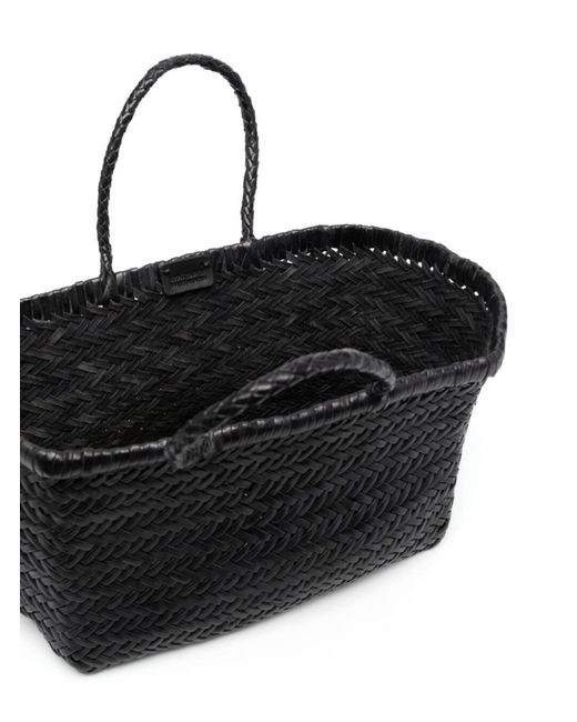 Dragon Diffusion Black Small 'Triple Jump' Woven Leather Tote Bag