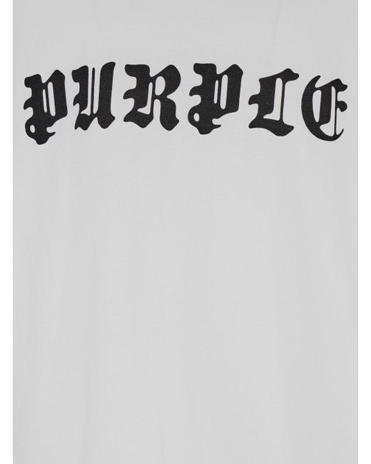 Purple Brand White Brand T-Shirt With Gothic Logo Lettering Print for men