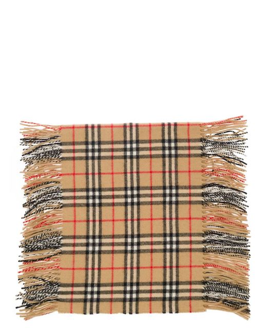 Burberry Natural Scarf With Check Motif And Fringes for men